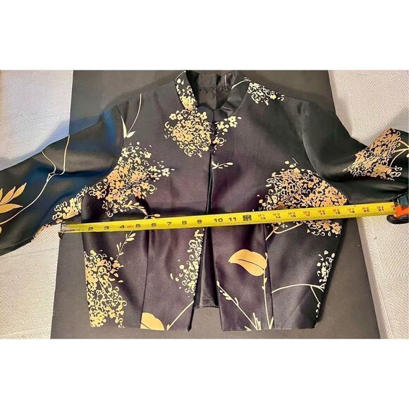 Vtg Tori Richard Black Gold Colorful Dress Gown w Jacket Cruise Print SZ 12 - Picture 13 of 15